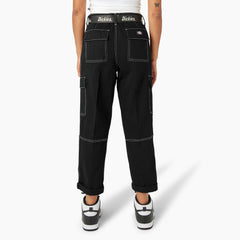 Women's Relaxed Fit Contrast Stitch Cropped Cargo Pants-Sale|Dickies