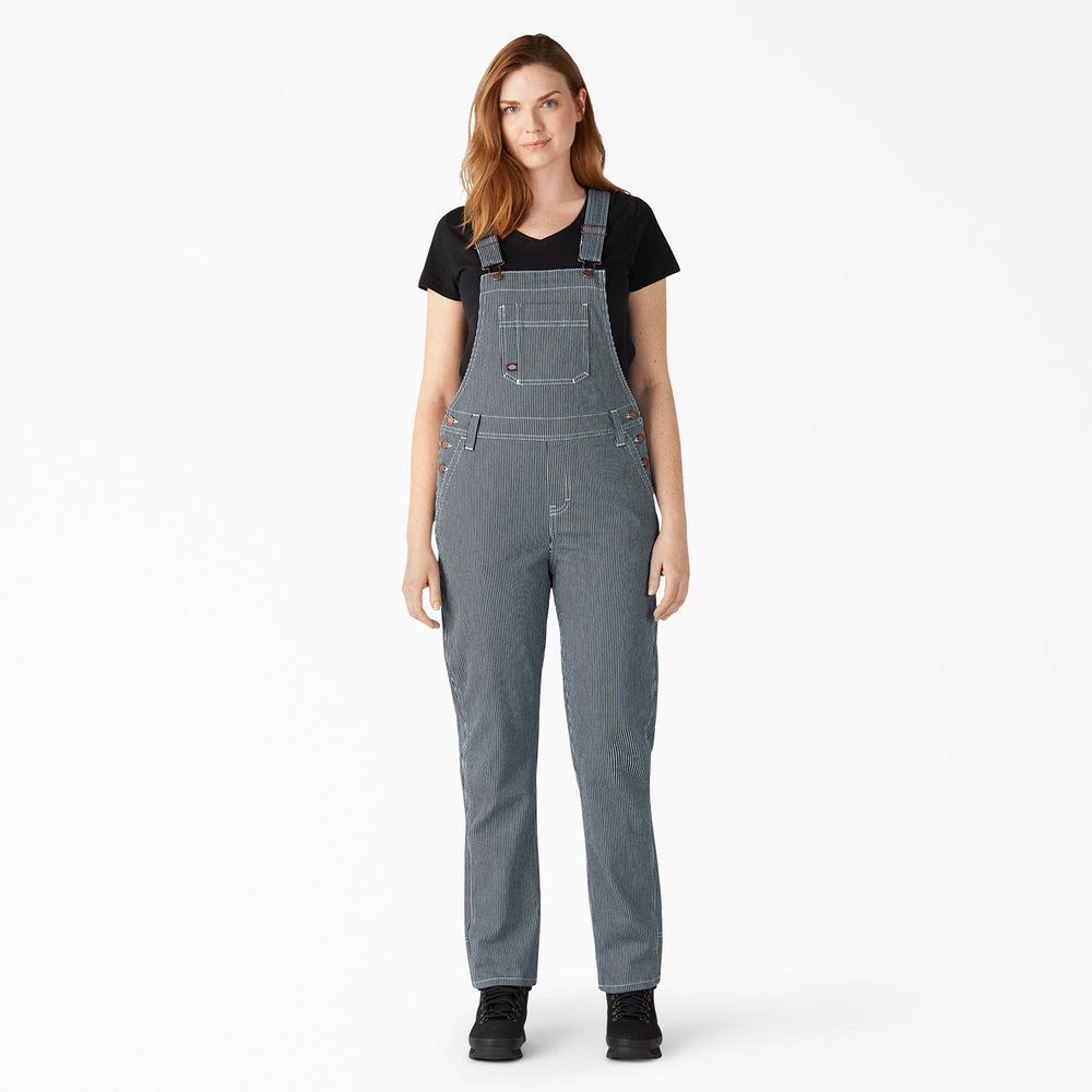 Women's Hickory Stripe Boyfriend Fit Bib Overalls-Women|Dickies