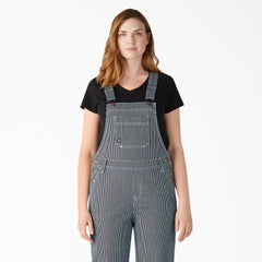 Women's Hickory Stripe Boyfriend Fit Bib Overalls-Women|Dickies