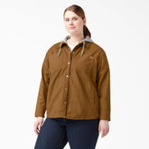 Women's Plus Duck Hooded Shirt Jacket-Women|Dickies