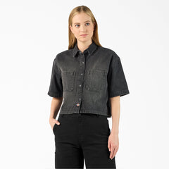 Women's Cropped Denim Work Shirt-Women|Sale|Dickies