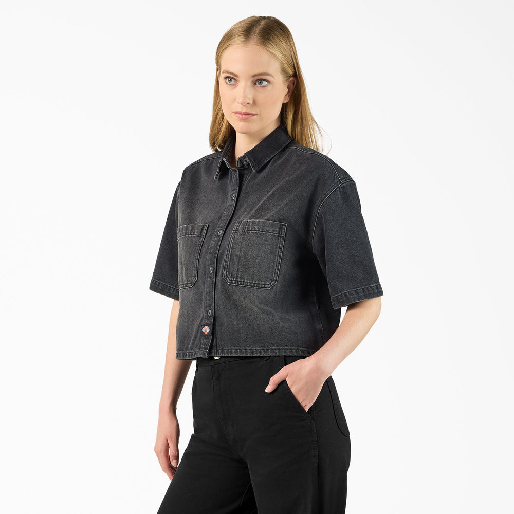 Women's Cropped Denim Work Shirt-Women|Sale|Dickies