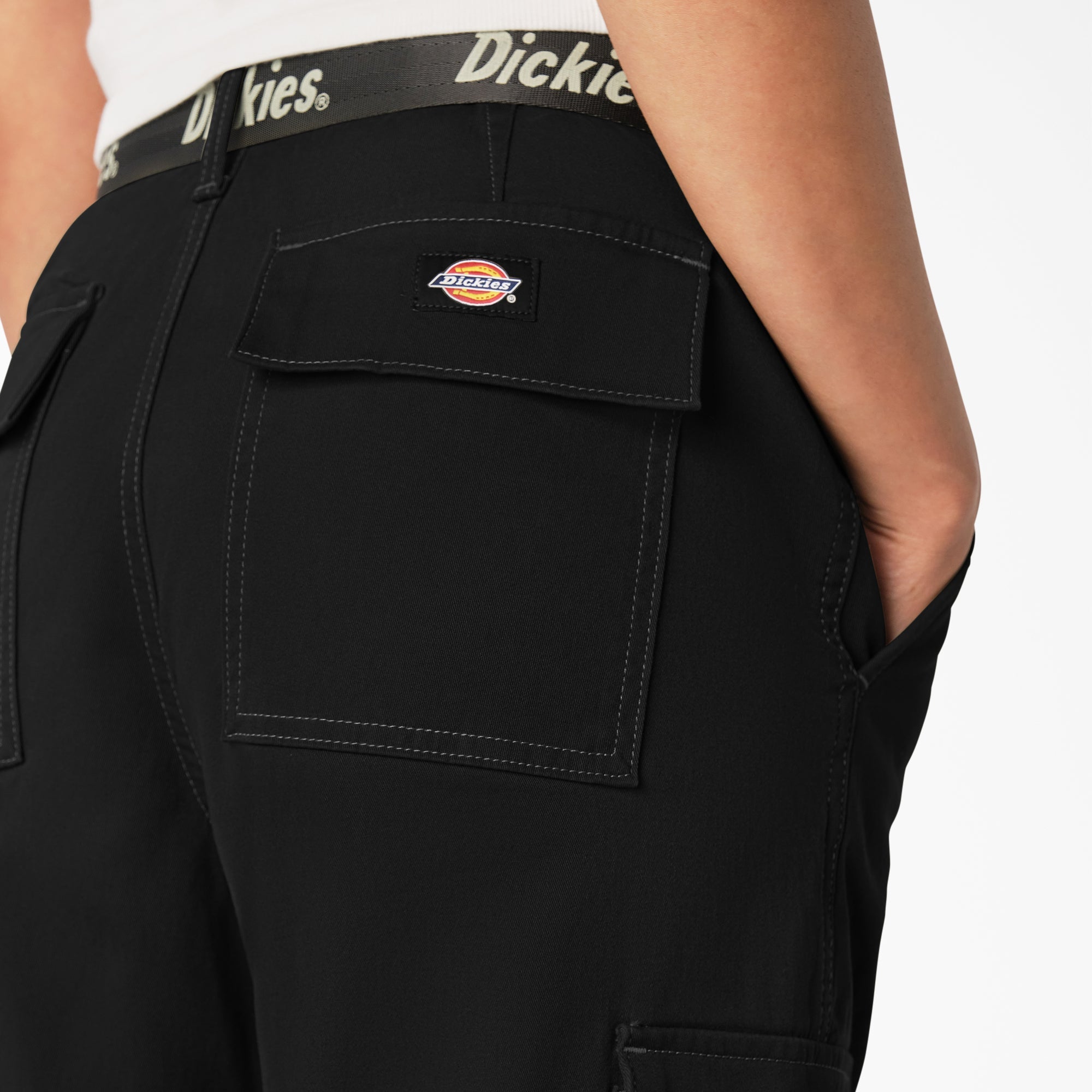 Women's Relaxed Fit Contrast Stitch Cropped Cargo Pants-Sale|Dickies