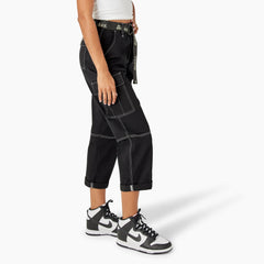 Women's Relaxed Fit Contrast Stitch Cropped Cargo Pants-Sale|Dickies