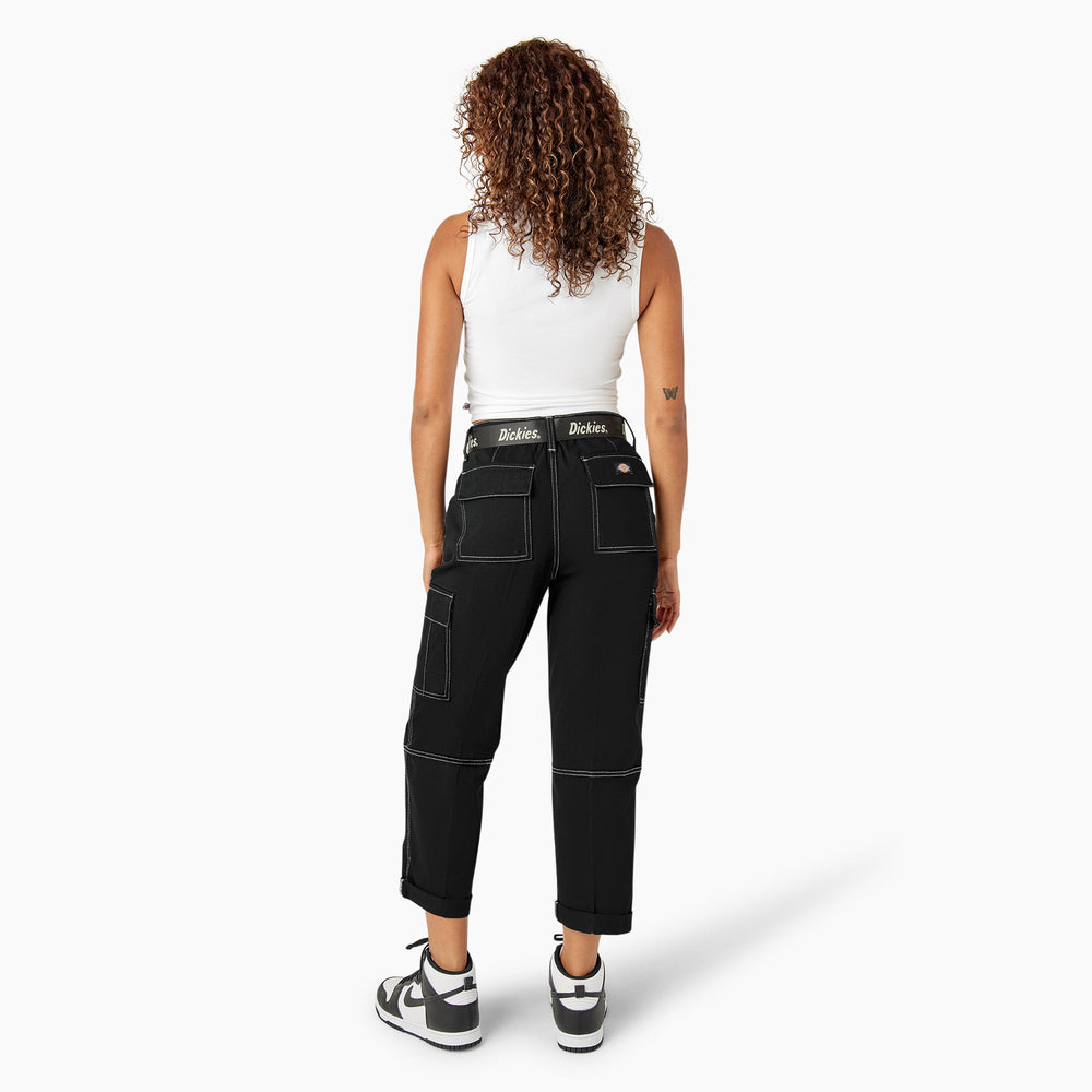 Women's Relaxed Fit Contrast Stitch Cropped Cargo Pants-Sale|Dickies