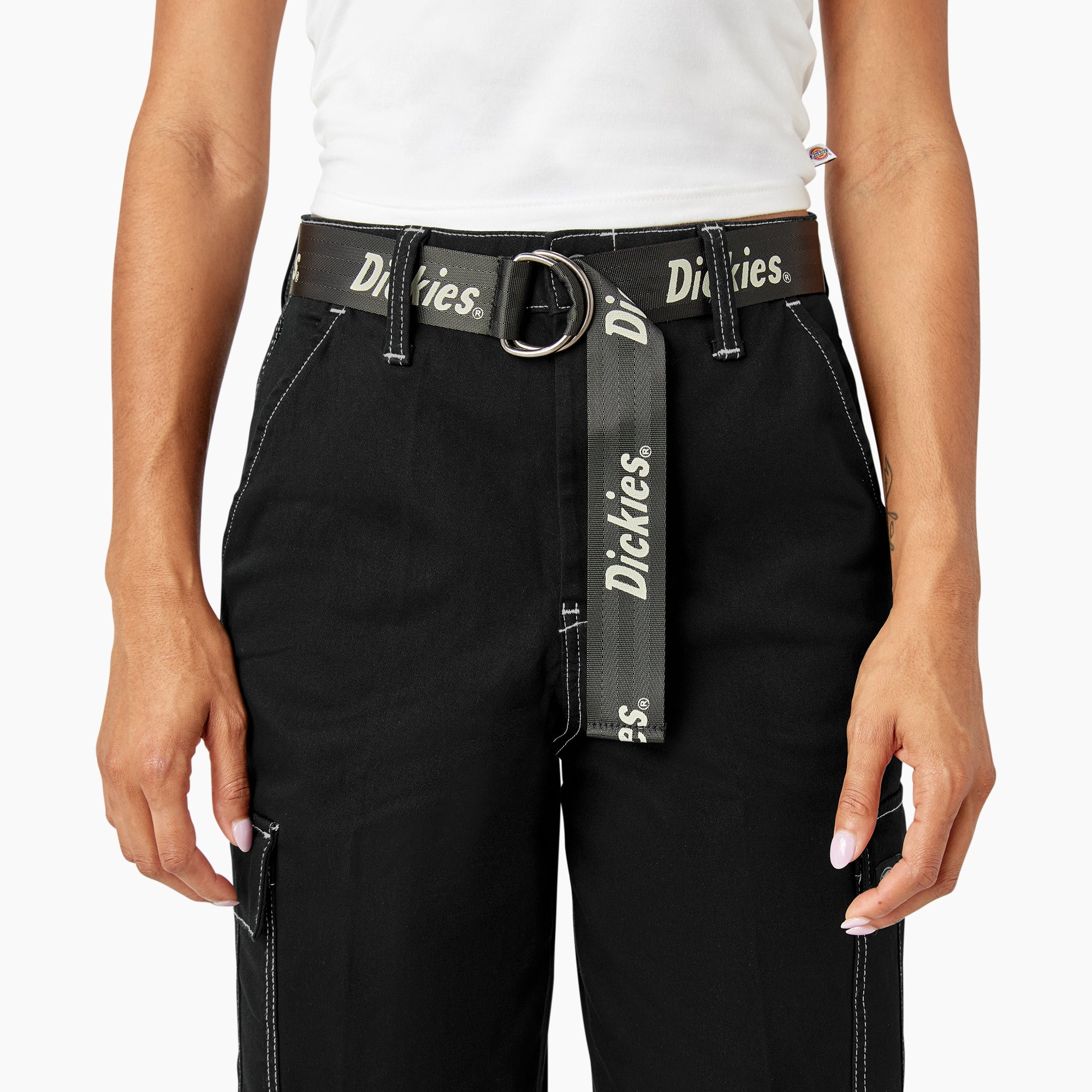 Women's Relaxed Fit Contrast Stitch Cropped Cargo Pants-Sale|Dickies