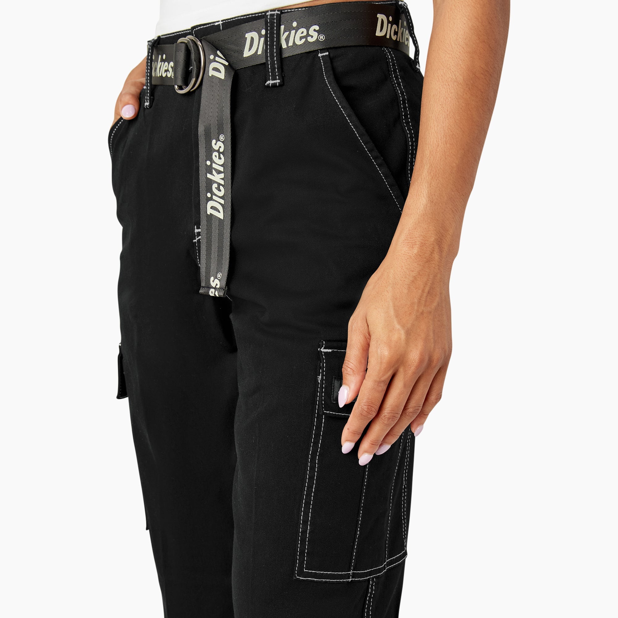 Women's Relaxed Fit Contrast Stitch Cropped Cargo Pants-Sale|Dickies