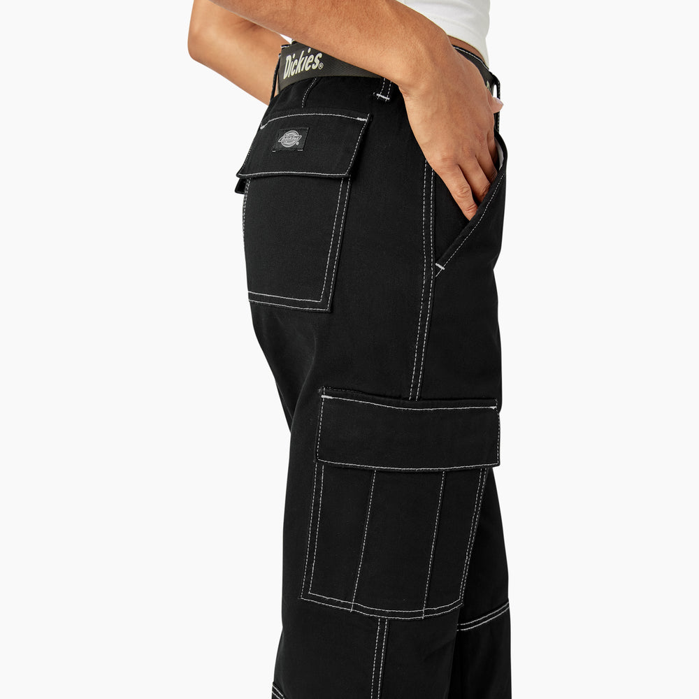 Women's Relaxed Fit Contrast Stitch Cropped Cargo Pants-Sale|Dickies