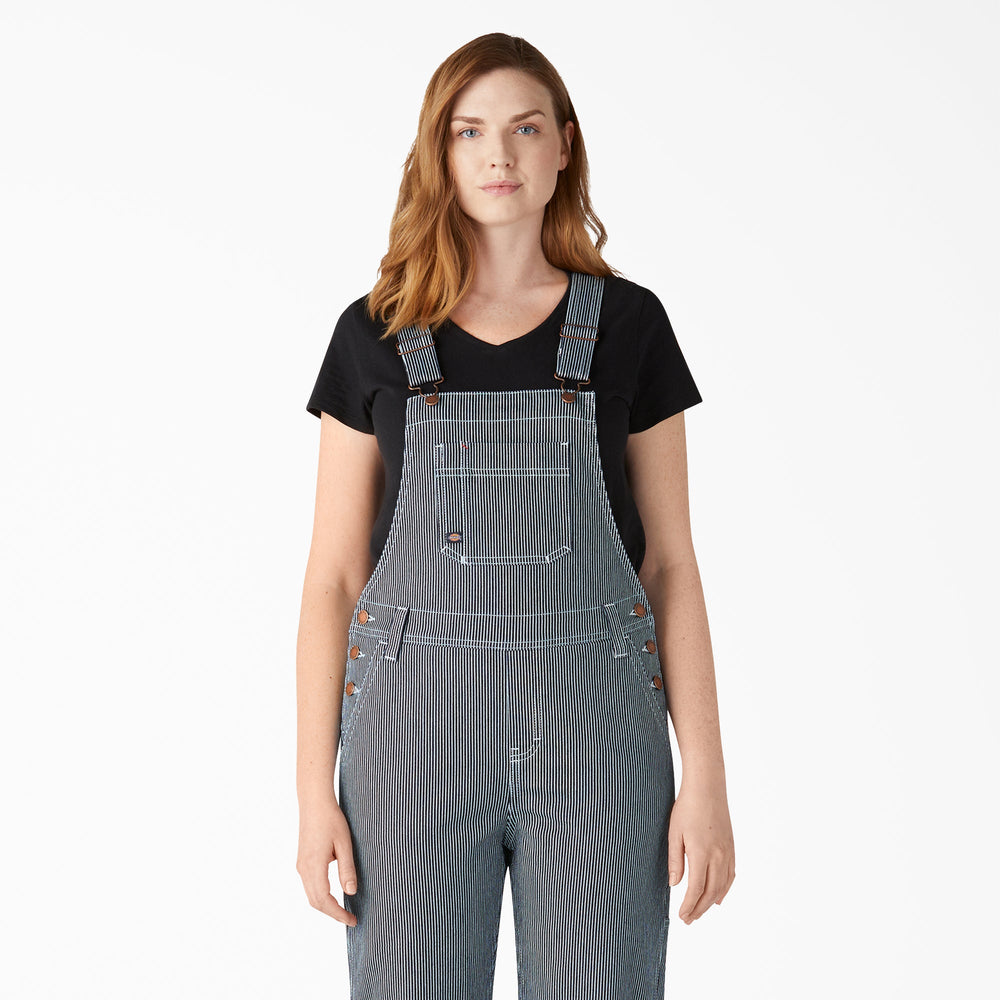 Women's Hickory Stripe Boyfriend Fit Bib Overalls-Women|Dickies