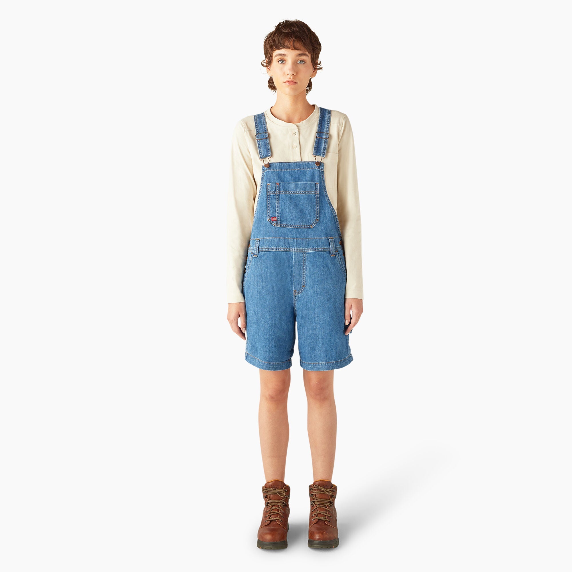 Women's Relaxed Fit Bib Shortalls, 7"-Women|Dickies