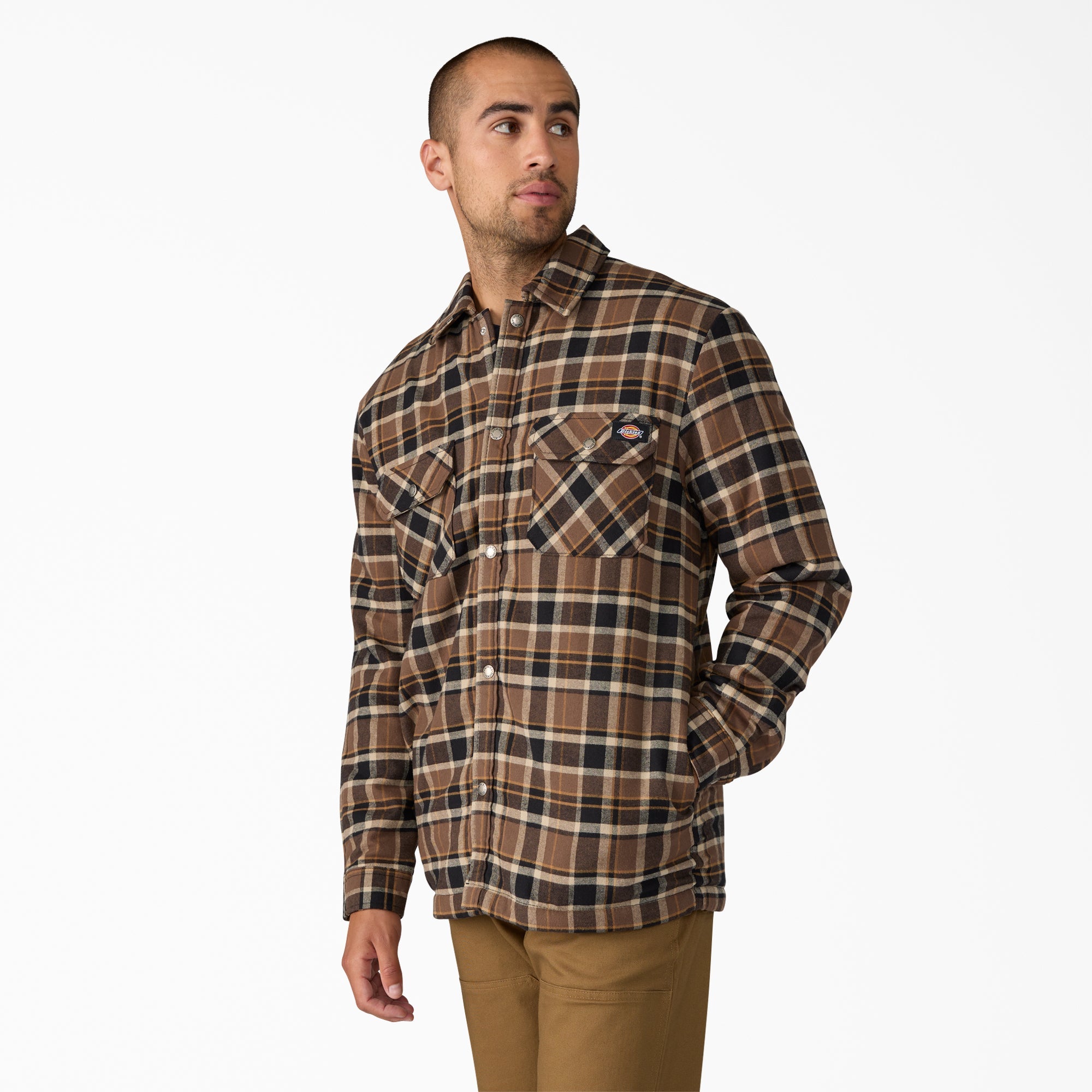 Water Repellent Fleece-Lined Flannel Shirt Jacket-Men|Sale|Dickies