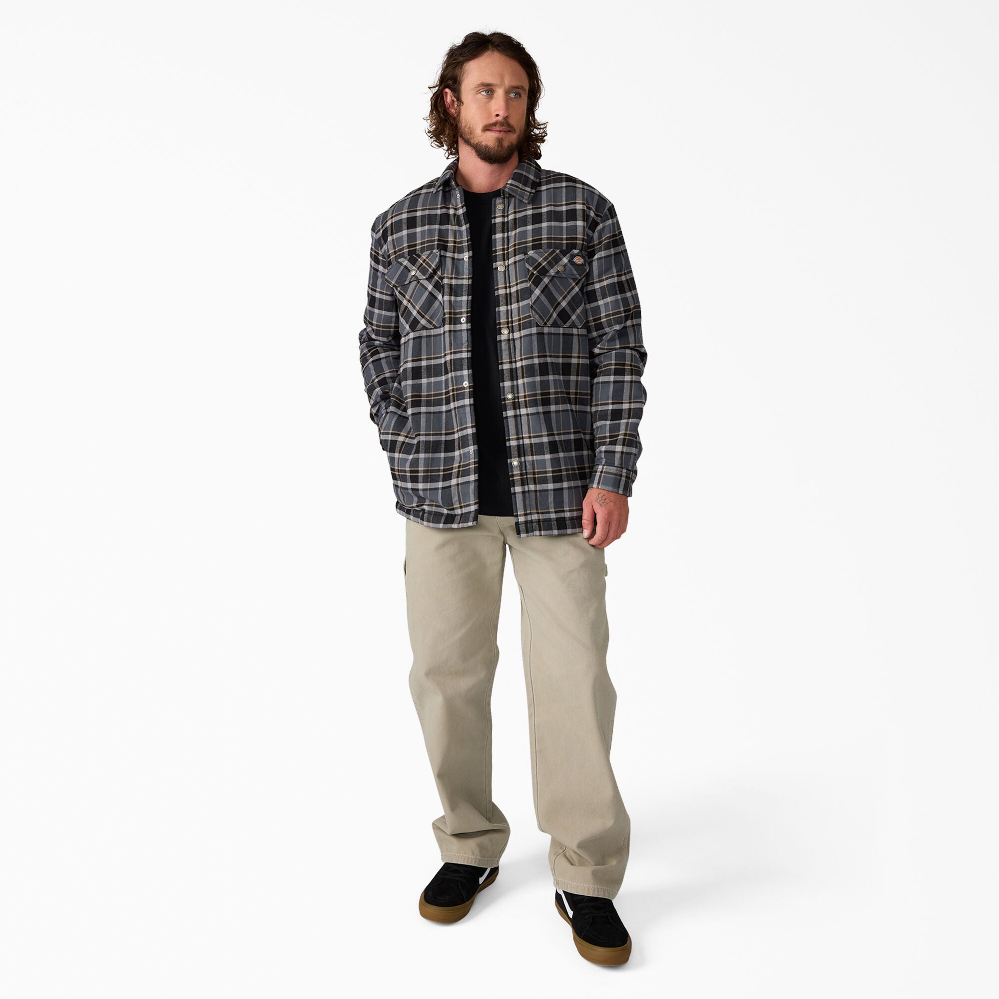 Water Repellent Fleece-Lined Flannel Shirt Jacket-Men|Sale|Dickies