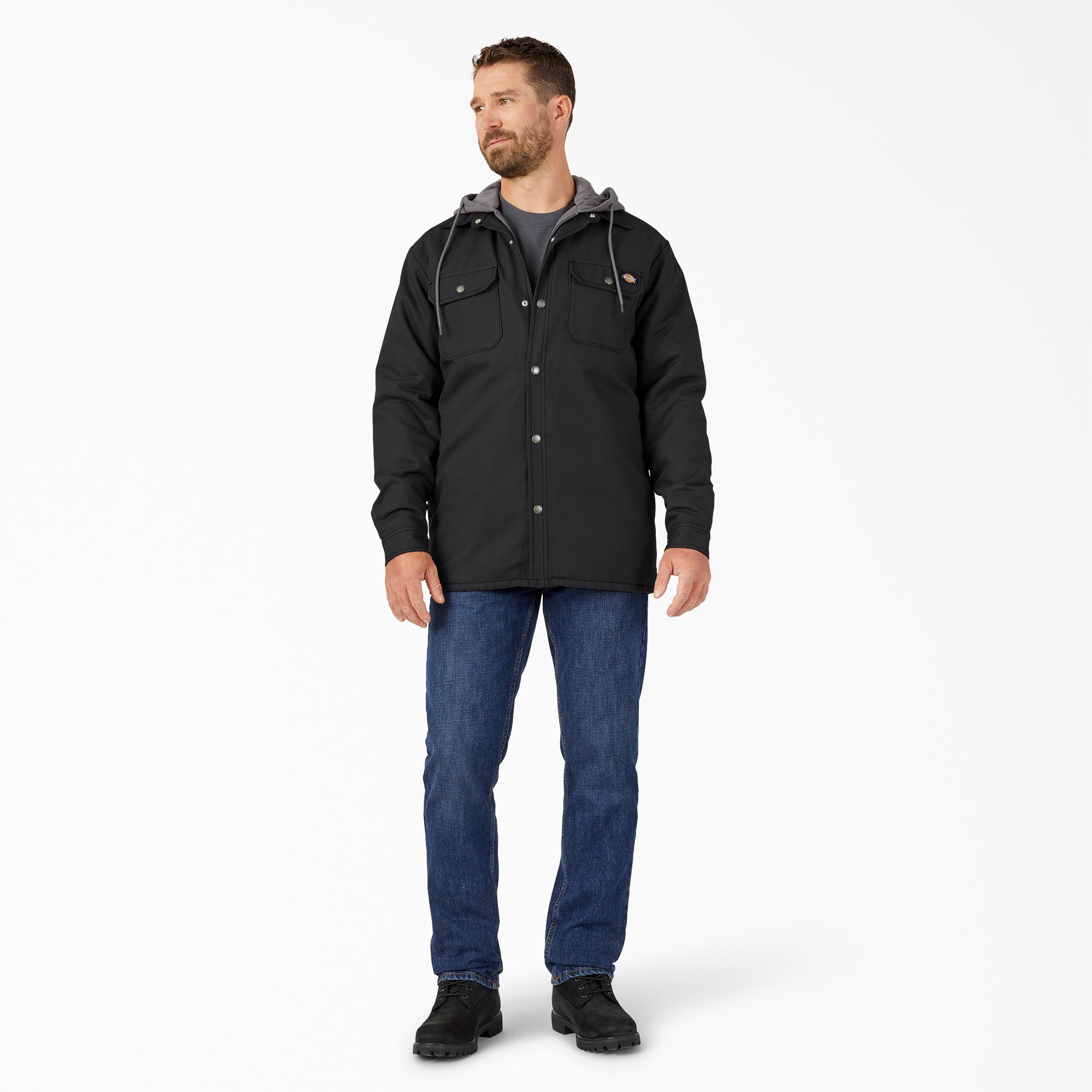 Water Repellent Duck Hooded Shirt Jacket-Men|Dickies
