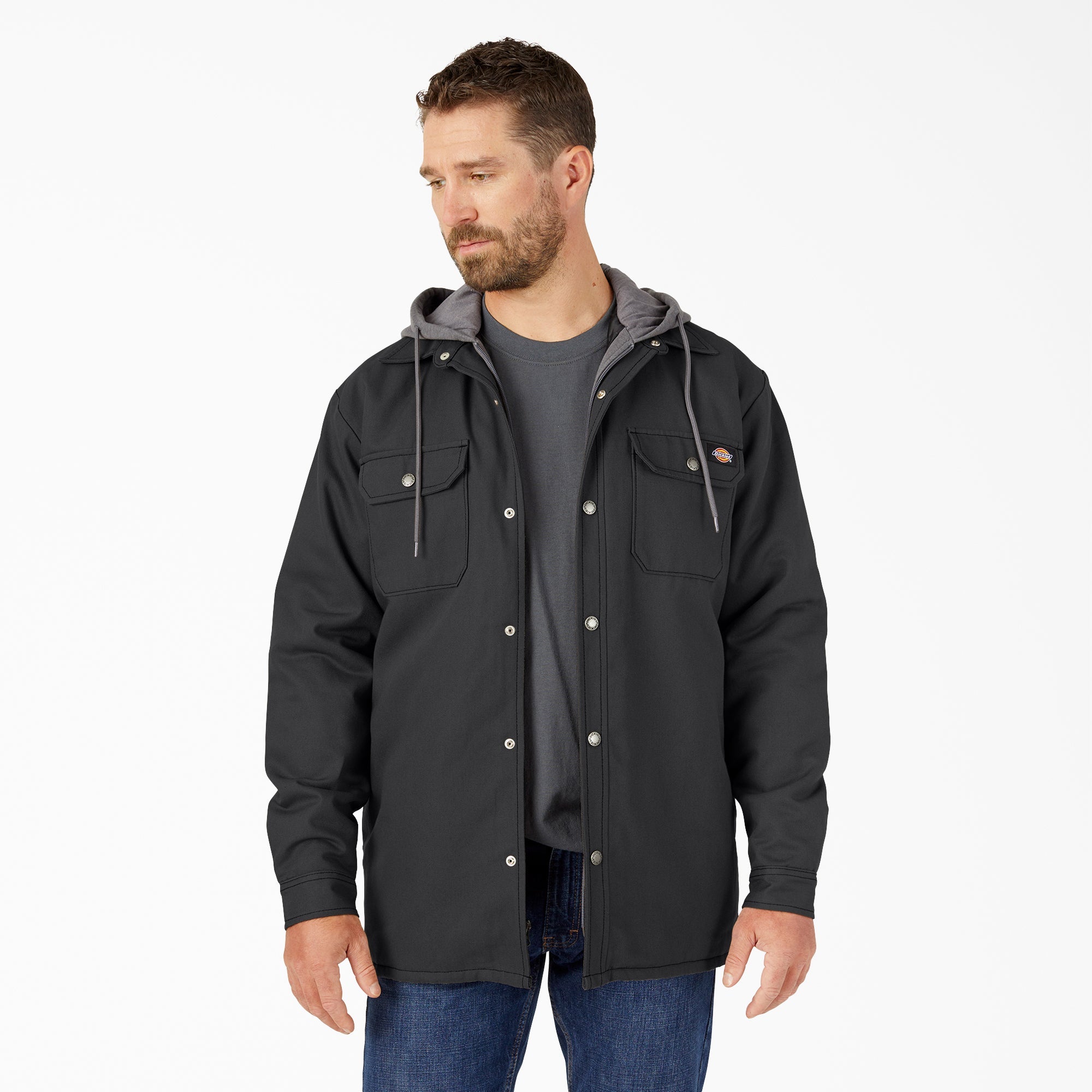 Water Repellent Duck Hooded Shirt Jacket-Men|Dickies