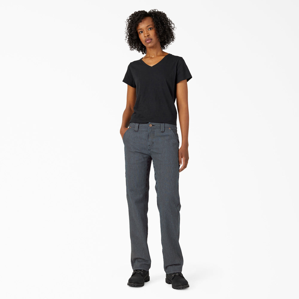 Women's FLEX Relaxed Fit Hickory Stripe Carpenter Pants-Women|Dickies