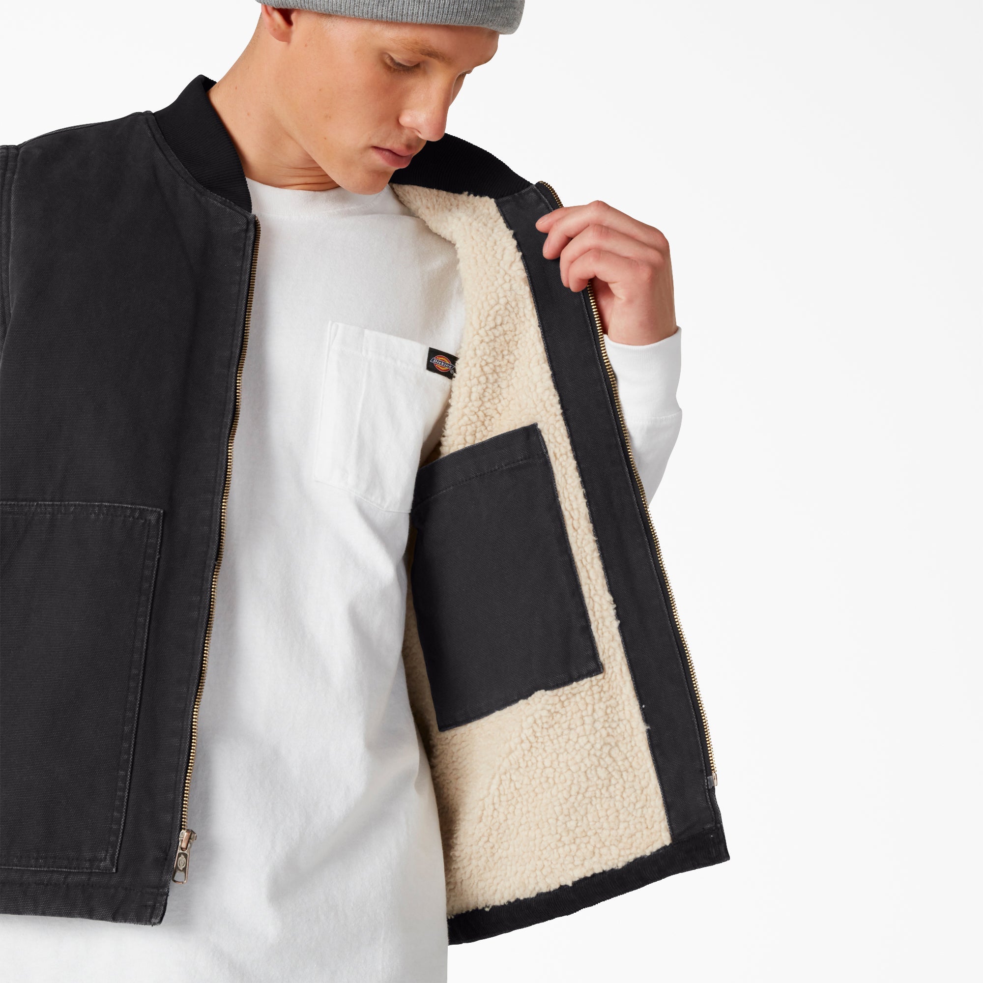 Stonewashed Duck High Pile Fleece Lined Vest-Men|Dickies