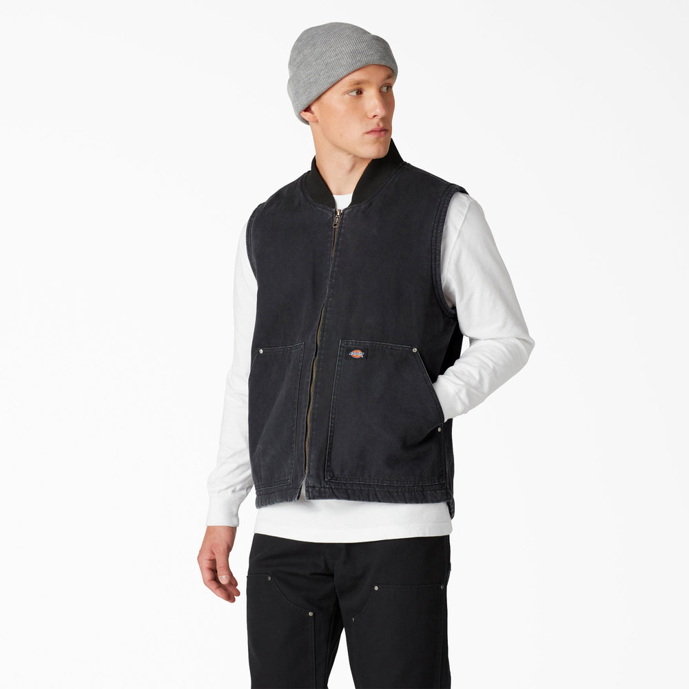 Stonewashed Duck High Pile Fleece Lined Vest-Men|Dickies