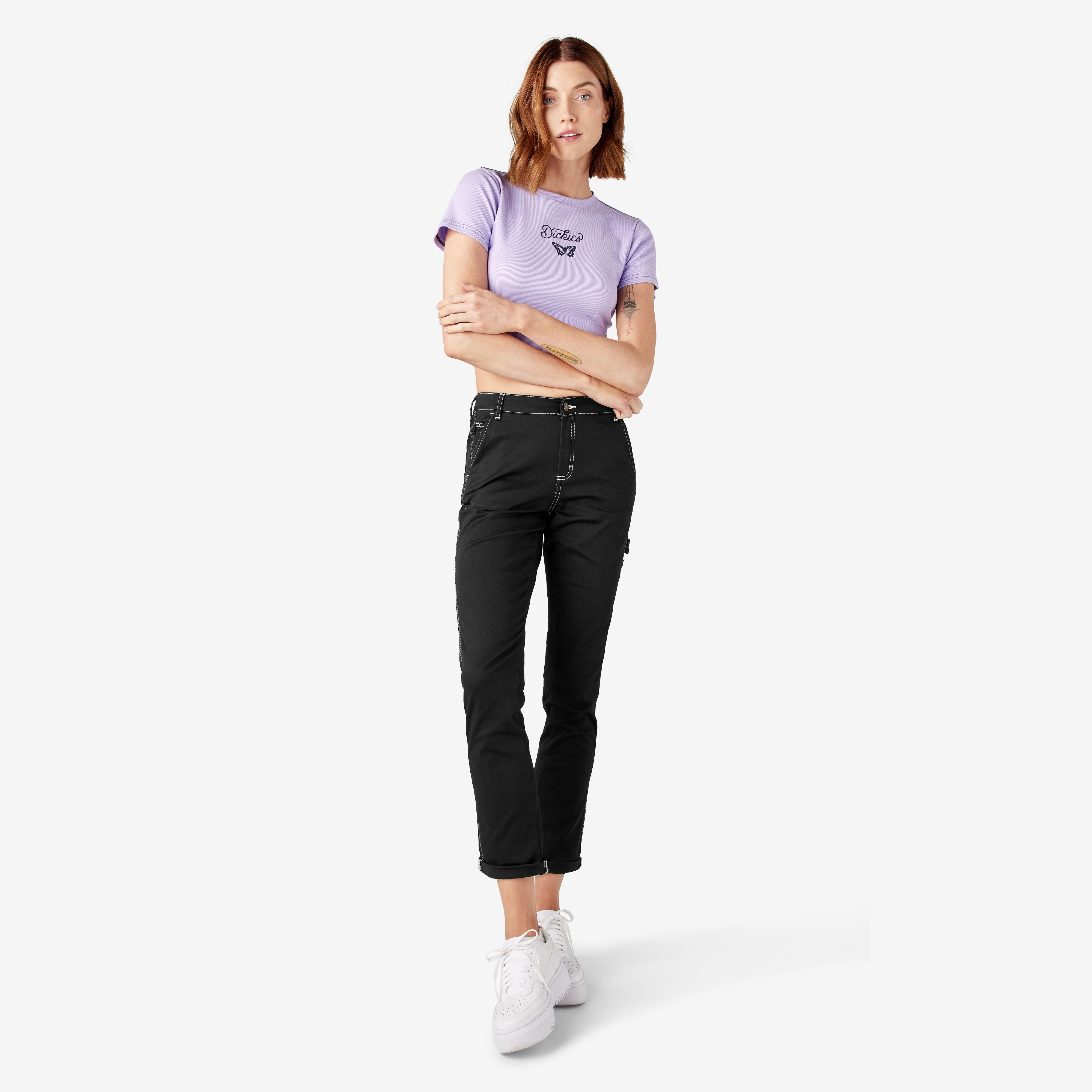 Women's Slim Straight Fit Roll Hem Carpenter Pants-Women|Dickies