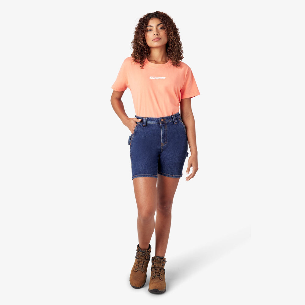 Women’s Relaxed Fit Denim Carpenter Shorts, 7"-Women|Dickies