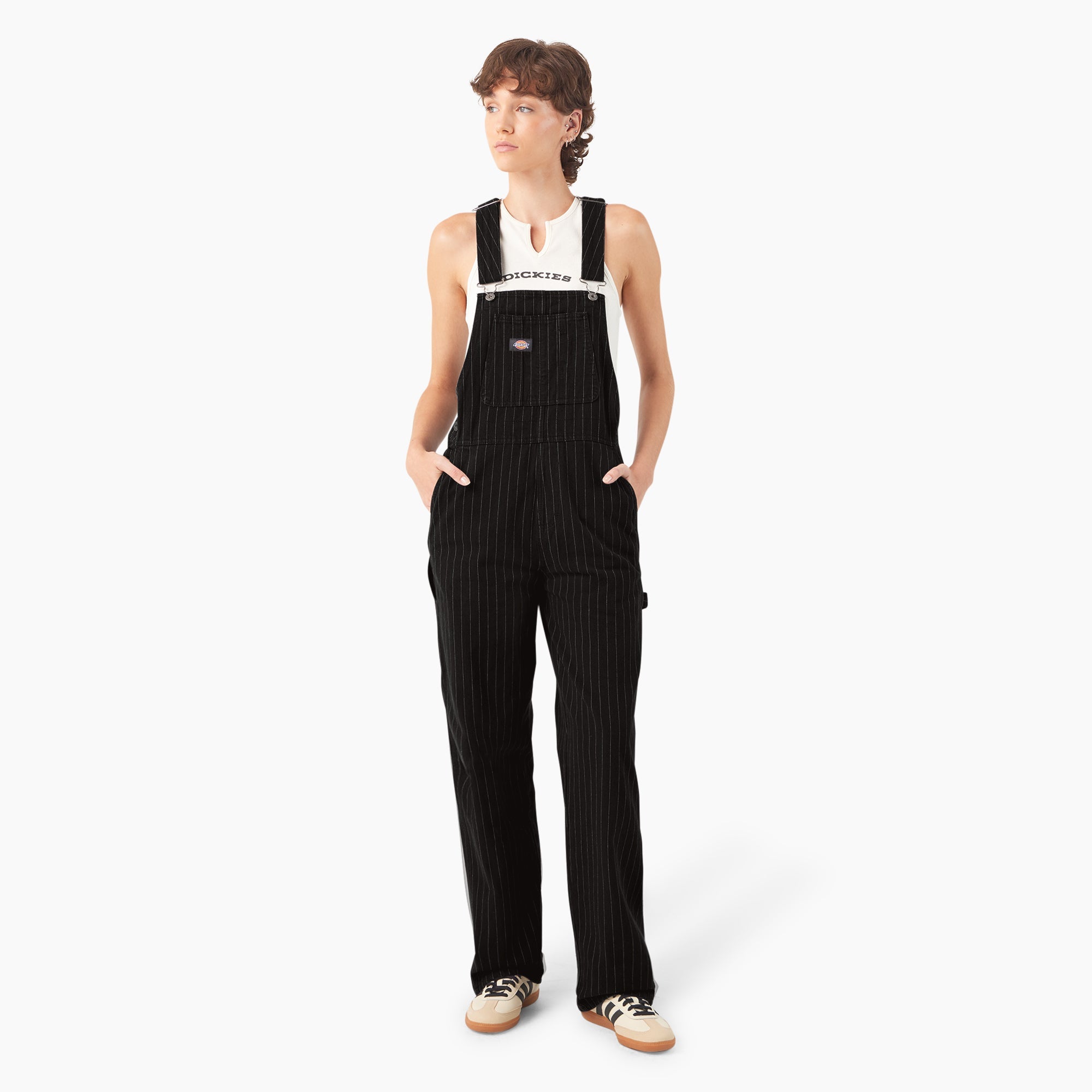 Women’s Pinstripe Service Bib Overalls-Sale|Dickies